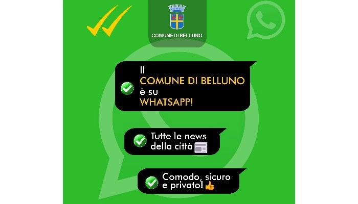 Attivo il canale ufficiale del Comune di Belluno su WhatsApp